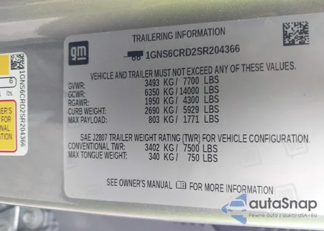 2025 Chevrolet Suburban 4Wd Lt from USA, damaged, VIN 1GNS6CRD2SR204366